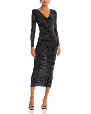 chinese dress ladies Black Tailored Crepe Midi Dress – self-portrait main image 1