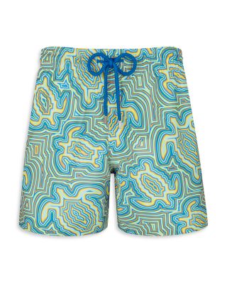 Vilebrequin Turtle Print Mahina Swim Shorts In Green