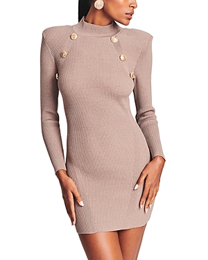 Shop Retroféte Aislinn Knit Mini Dress In Metallic S