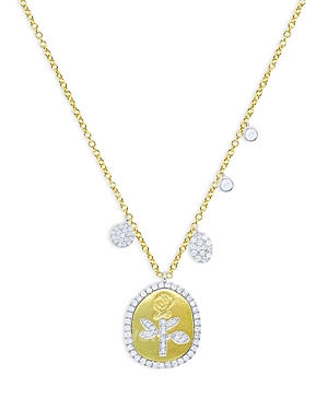 Meira T 14K White & Yellow Gold Diamond Flower Disc & Dangle Pendant Necklace, 16-18