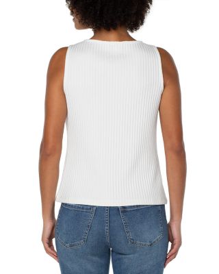 Ribbed Knit Boat Neck Tank Top