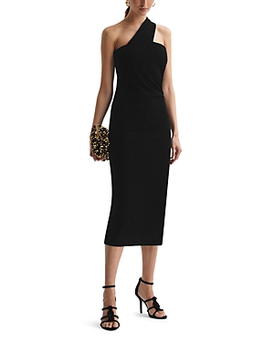 Reiss Women's Abbey Velvet One-shoulder Midi-dress In Black