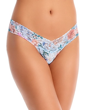 Hanky Panky Low-rise Printed Lace Thong In Tea For Two
