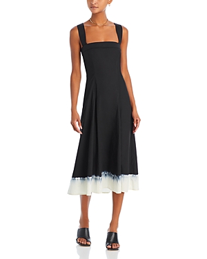 Shop Proenza Schouler White Label Dip Hem Cotton Edie Dress In Black/white