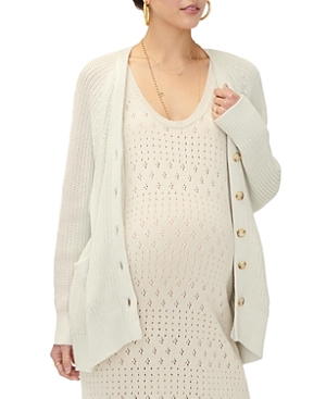 Hatch Collection Maternity Nursing Friendly Marlow Cardigan In Ivory