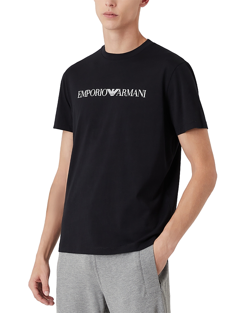 Emporio Armani T-shirt With Round Neck And Short Sleeves In Navy Blue