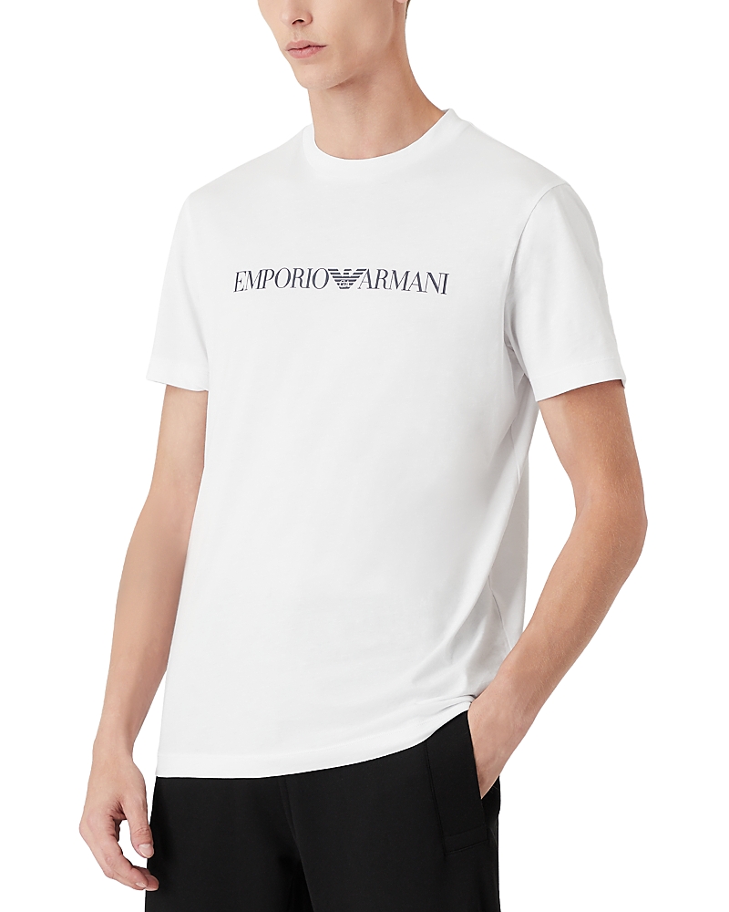 Emporio Armani Pima-jersey T-shirt With Logo In Solid White