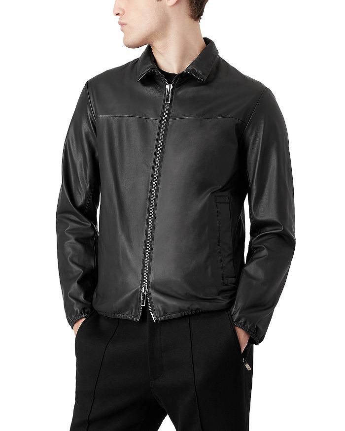 Emporio Armani Leather Full Zip Jacket | Bloomingdale's