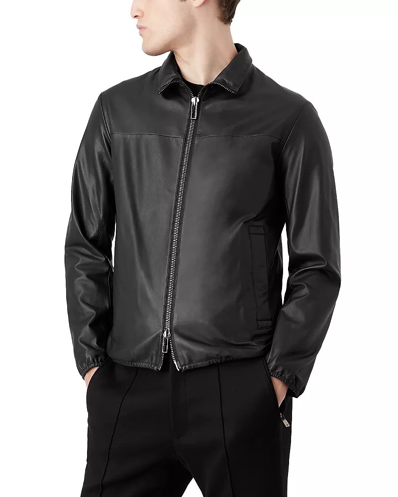 Emporio Armani Essential Leather Full Zip Jacket