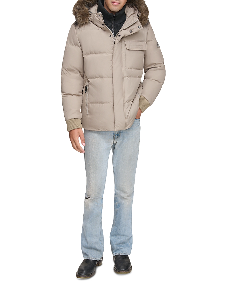 Andrew Marc Nisko Faux Fur Trimmed Hooded Bib Coat