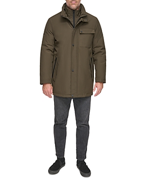 Shop Andrew Marc Harcourt Water Resistant Full Zip Car Coat With Attached Bib In Jungle