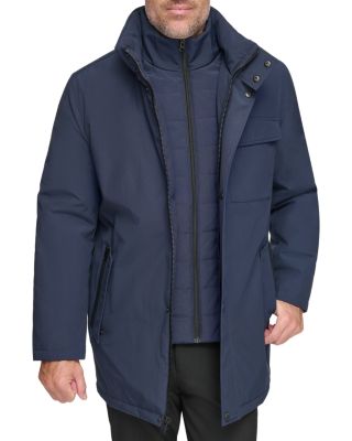 Andrew Marc - Harcourt Water Resistant Full Zip Car Coat with Attached Bib