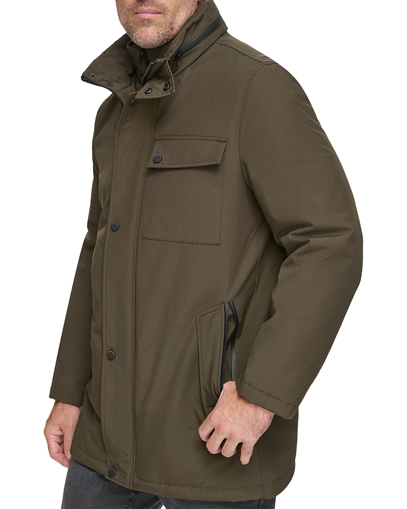 Andrew Marc Harcourt Water Resistant Full Zip Car Coat With Attached Bib In Jungle
