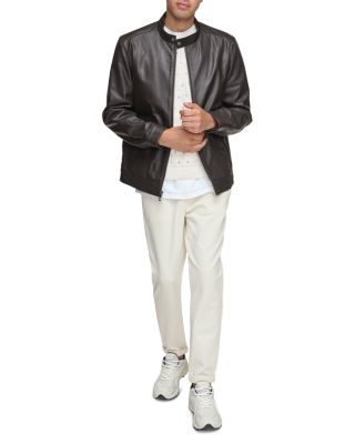 Varkas Leather Full Zip Racer Jacket 