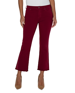 Shop Liverpool Los Angeles Hannah Cropped Flared Jeans In Red Velvet