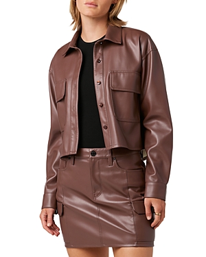 Hudson Oversized Faux Leather Shirt In Cinnamon