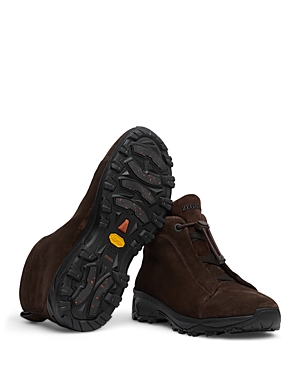 Zegna Triple Stitch Suede High-top Sneakers In Dark Brown