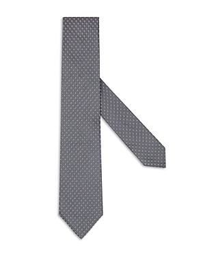 Zegna Evening Geometric Square Silk Classic Tie In Gray