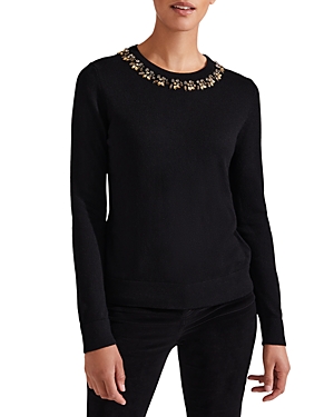 Hobbs London Alora Embellished Sweater In Black