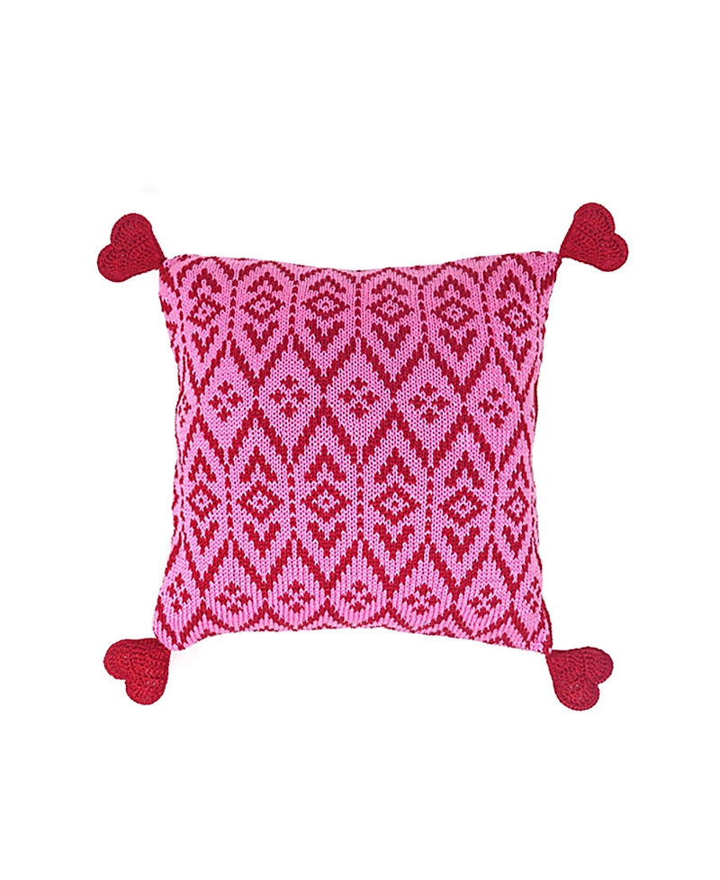 Melange Collection Heart Tassel Pillow, 10 X 10 In Red