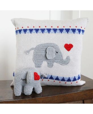 Elephant with Heart Pillow, 10&amp;quot; x 10&amp;quot;