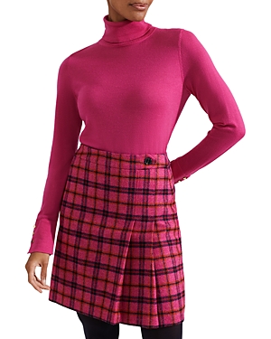 Hobbs London Leah Wool Pleated Skirt In Pink Multi