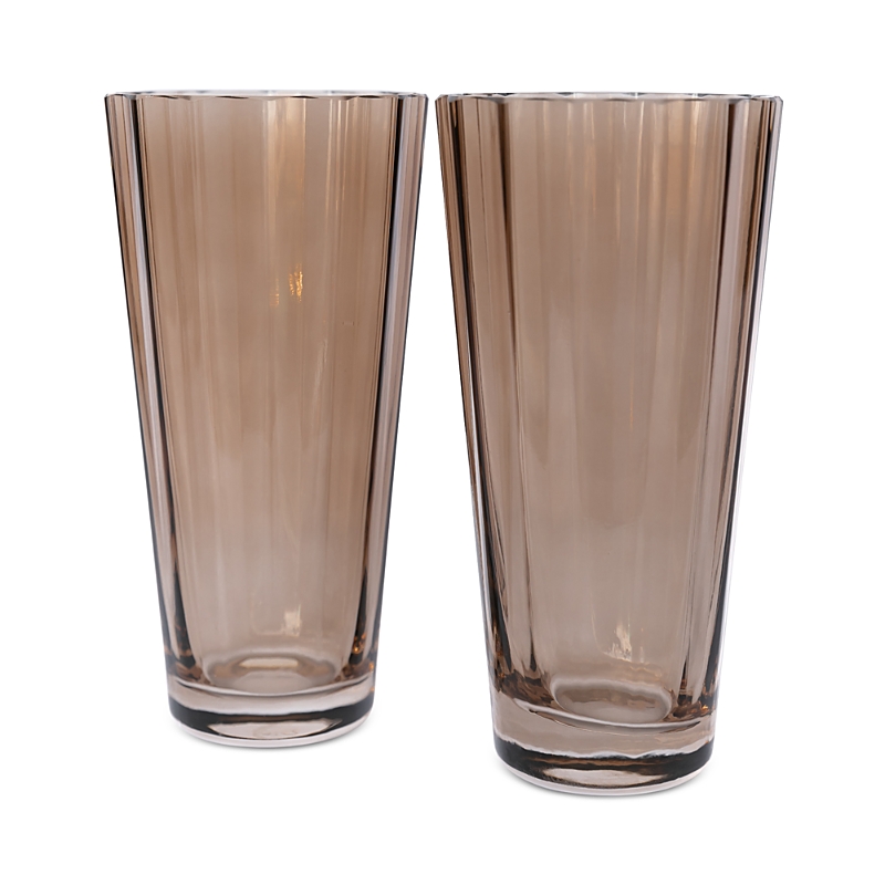 Estelle Colored Glass Sunday Highball Glasses, Set Of 2 In Amber Smoke