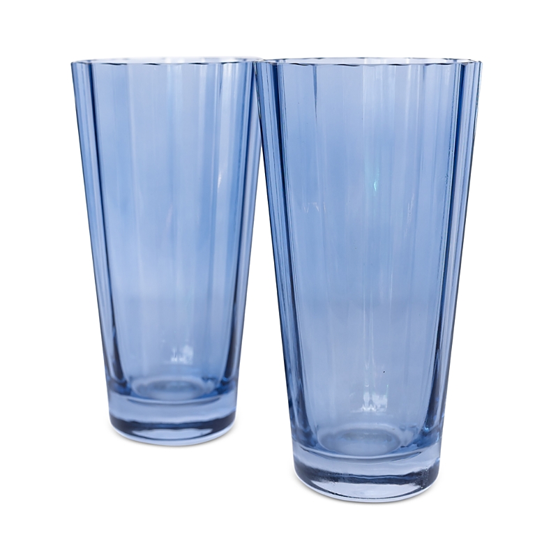 Estelle Colored Glass Sunday Highball Glasses, Set Of 2 In Cobalt Blue