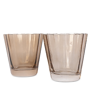 Estelle Colored Glass Sunday Lowball Glasses, Set Of 2 In Amber Smoke