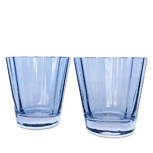 Estelle Colored Glass Sunday Lowball Glasses, Set Of 2 In Cobalt Blue
