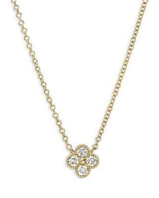 Zoe Lev - 14K Yellow Gold Large Diamond Clover Pendant Necklace, 16"
