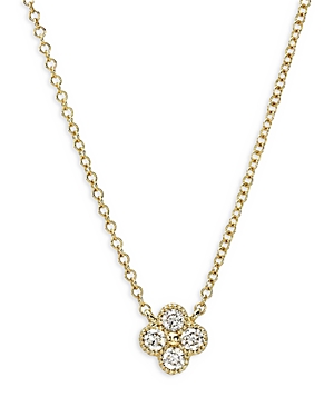 Shop Zoe Lev 14k Yellow Gold Large Diamond Clover Pendant Necklace, 16