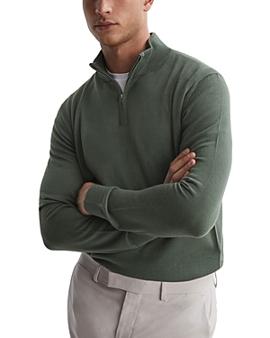 Reiss Mens Ivy Green Blackhall Half-zip Regular-fit Wool Jumper In Ivy Green