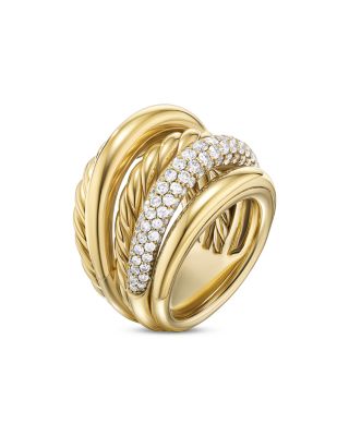 DY Mercer Multi Row Ring in 18K Yellow Gold with Diamonds, 21mm