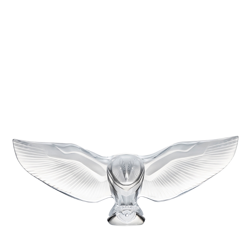 Lalique Barn Owl Sculpture, Clear In Transparent