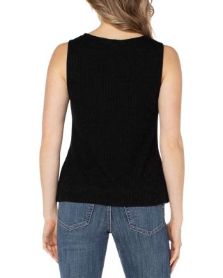 Ribbed Knit Boat Neck Tank Top