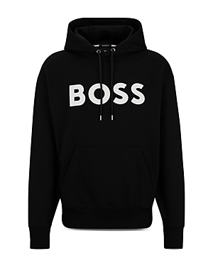 Shop Hugo Boss Sullivan Oversized Hooded Graphic Sweatshirt In Black
