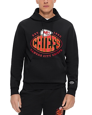 Hugo Boss Boss X Nfl Cotton-blend Hoodie With Collaborative Branding In Black