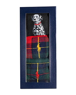 Polo Ralph Lauren Holiday Tartan Dog Socks 3 Pack Gift Box In Asst