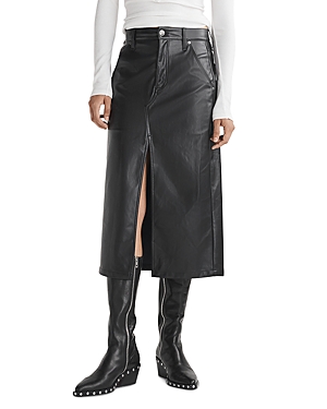 Rag & Bone Sid Faux-leather Midi Skirt In Black