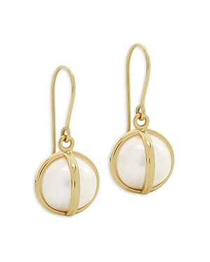 Shop L. Klein 18k Yellow Gold Celeste Cultured Freshwater Pearl Drop Earrings In White/gold