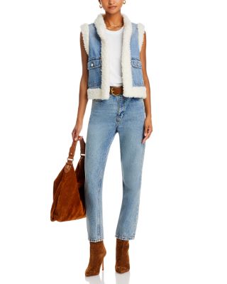 Derek Lam 10 Crosby Jaime Denim Sherpa Vest | Bloomingdale's