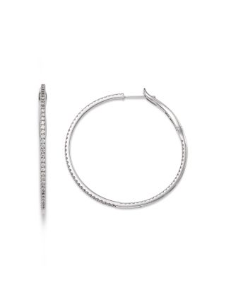 Diamond Inside Out Large Hoop Earrings in 14K White Gold, 3.0 tcw