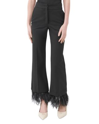 Marella Edoardo Feather Cuffs Trousers In Black | ModeSens