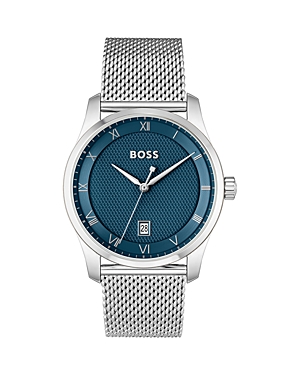 Shop Hugo Boss Principle Watch, 41mm In Blue/silver