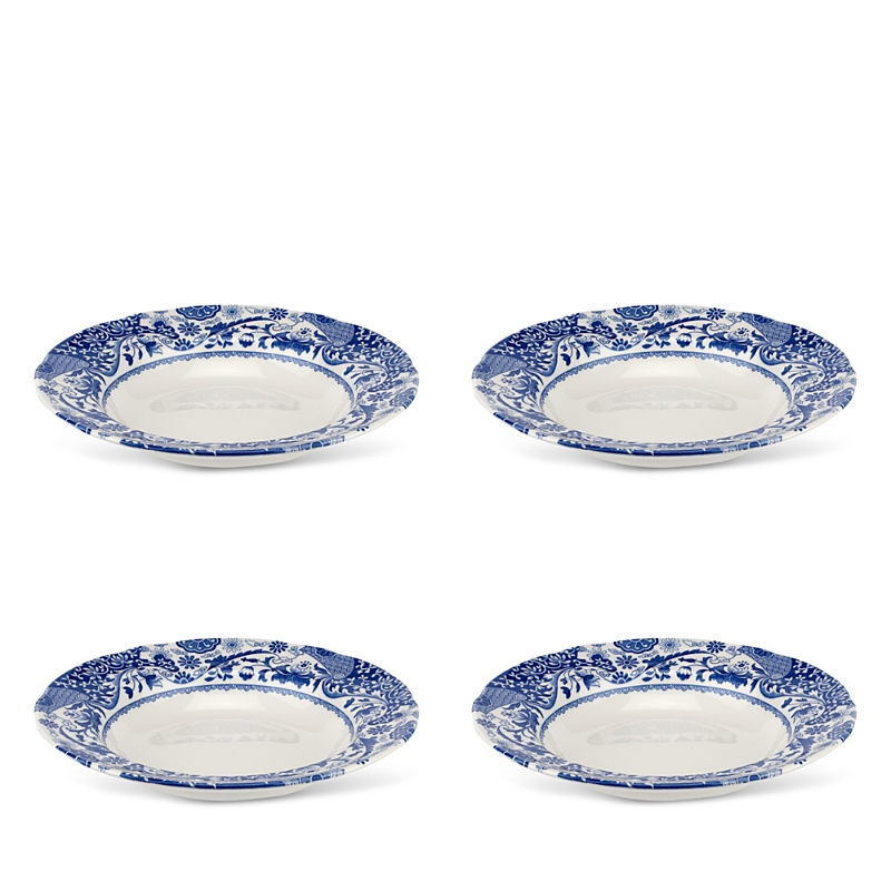 Spode Blue Italian Brocato Soup Plate, Set of 4