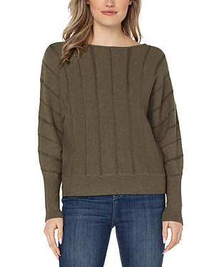 Liverpool Los Angeles Links Stitch Batwing Sleeve Sweater In Myrtle Heather