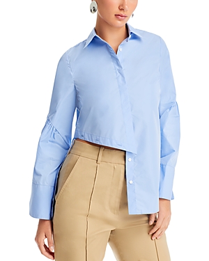 3.1 Phillip Lim / フィリップ リム Asymmetrical Button Hem Shirt In Oxford Blue