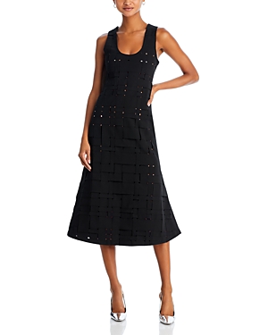 Shop A.w.a.k.e. A. W.a. K.e. Mode Sleeveless Interwoven Midi Dress In Black