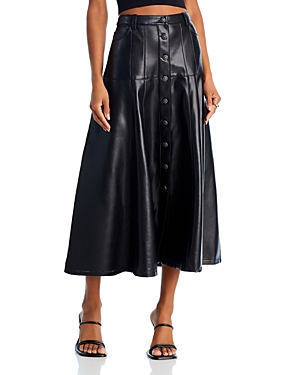 Cinq À Sept Veena Vegan Leather Midi Skirt In Black